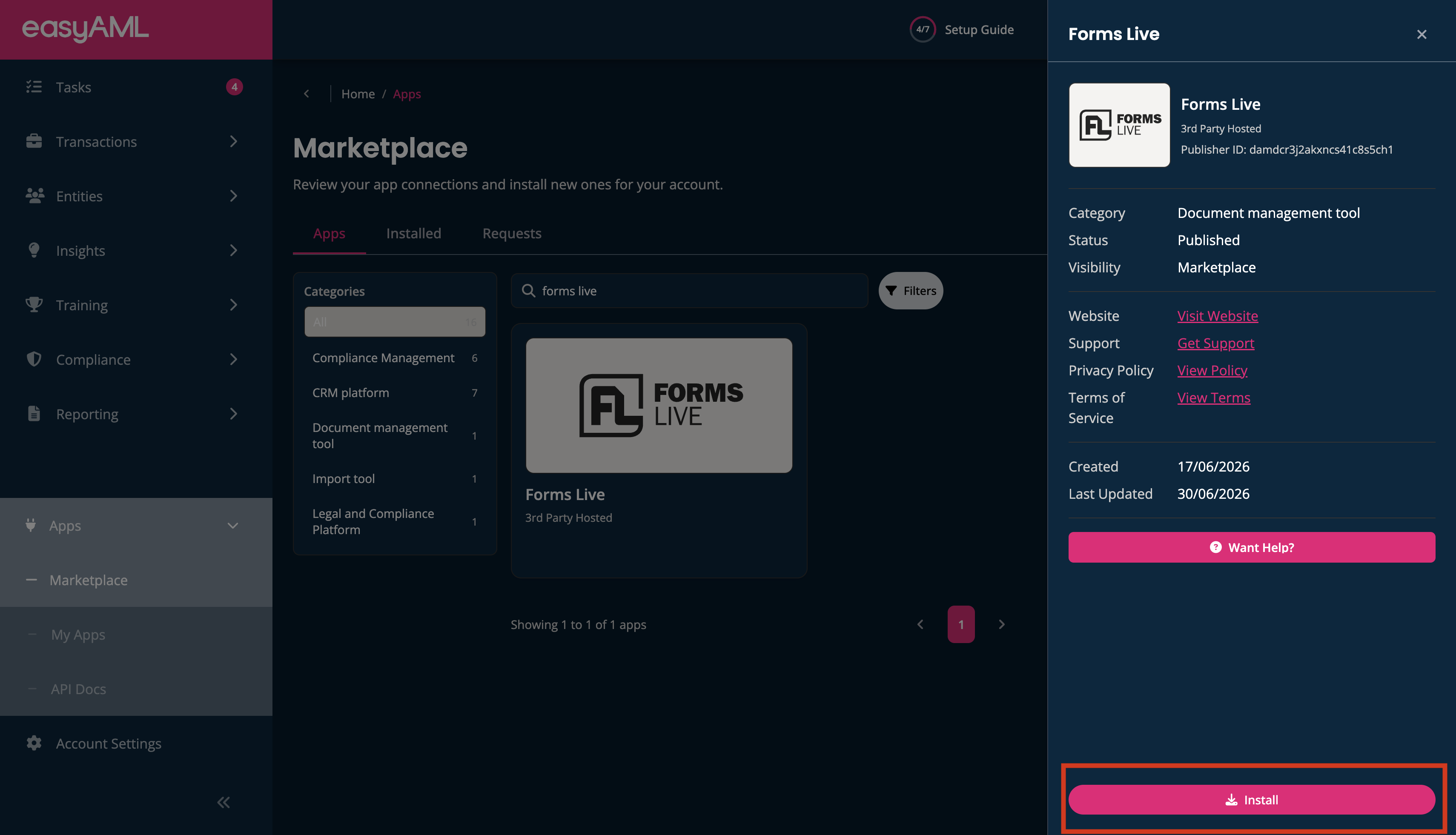 Forms Live App already installed