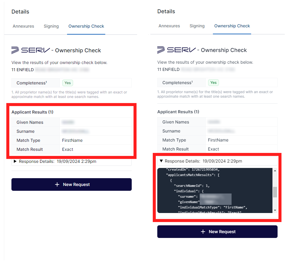 applicant result details dropdown