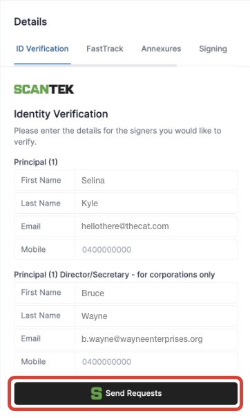 Scantek Create Account screen