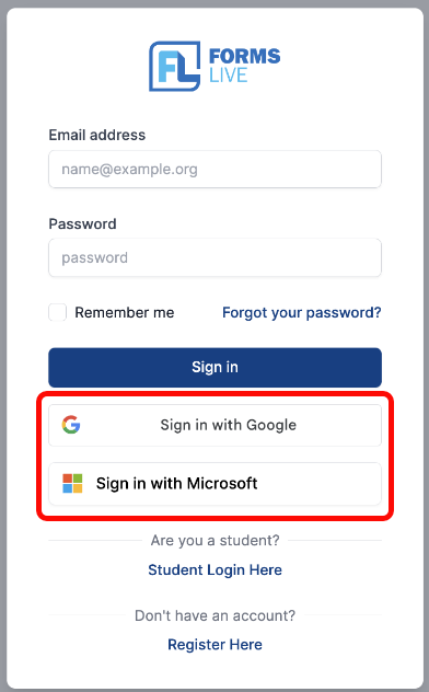 Forms Live Single Sign-On