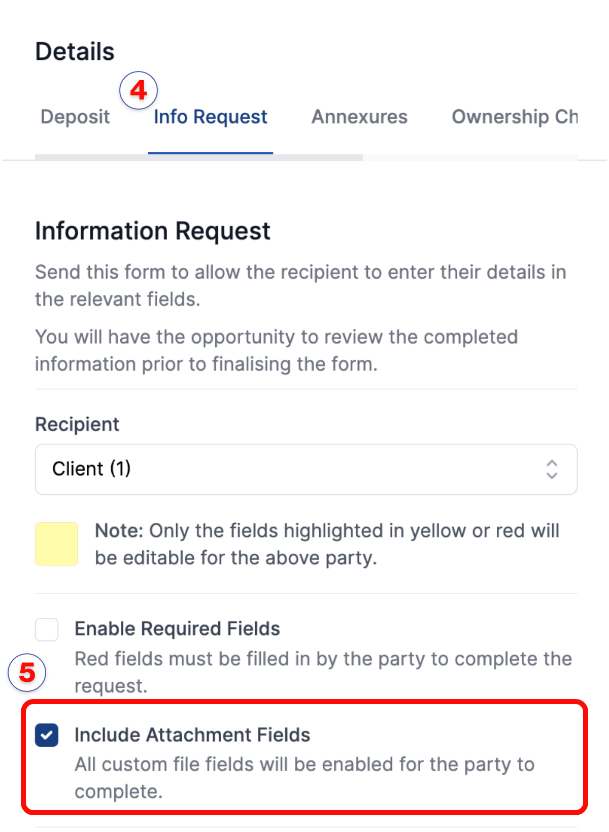 Info Request Fields - Attached PDF