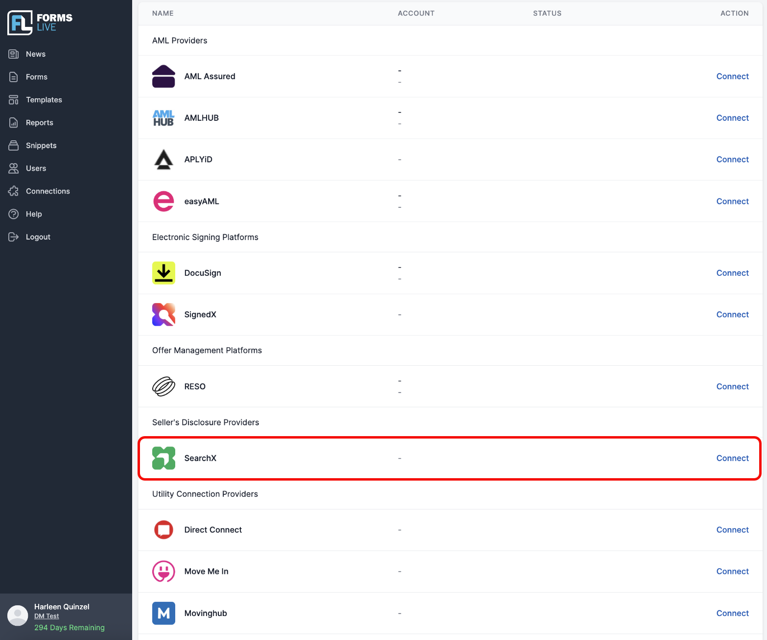 connecting to SearchX