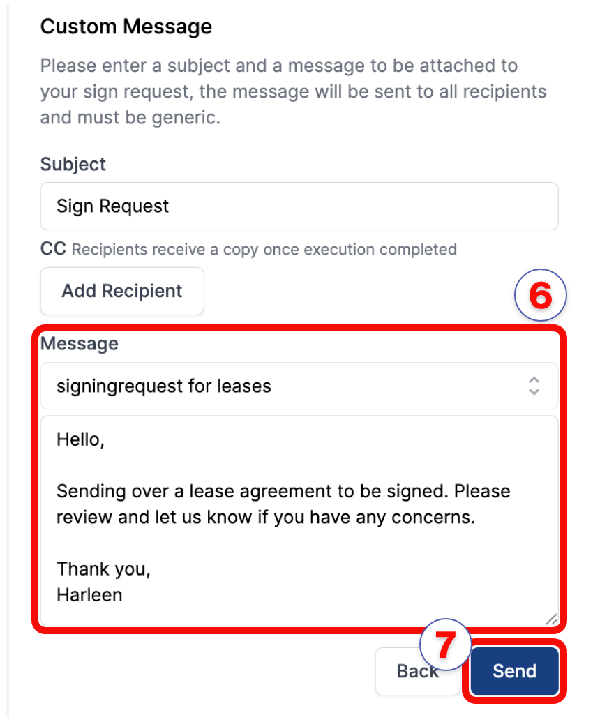 Add Snippet to Signing Message